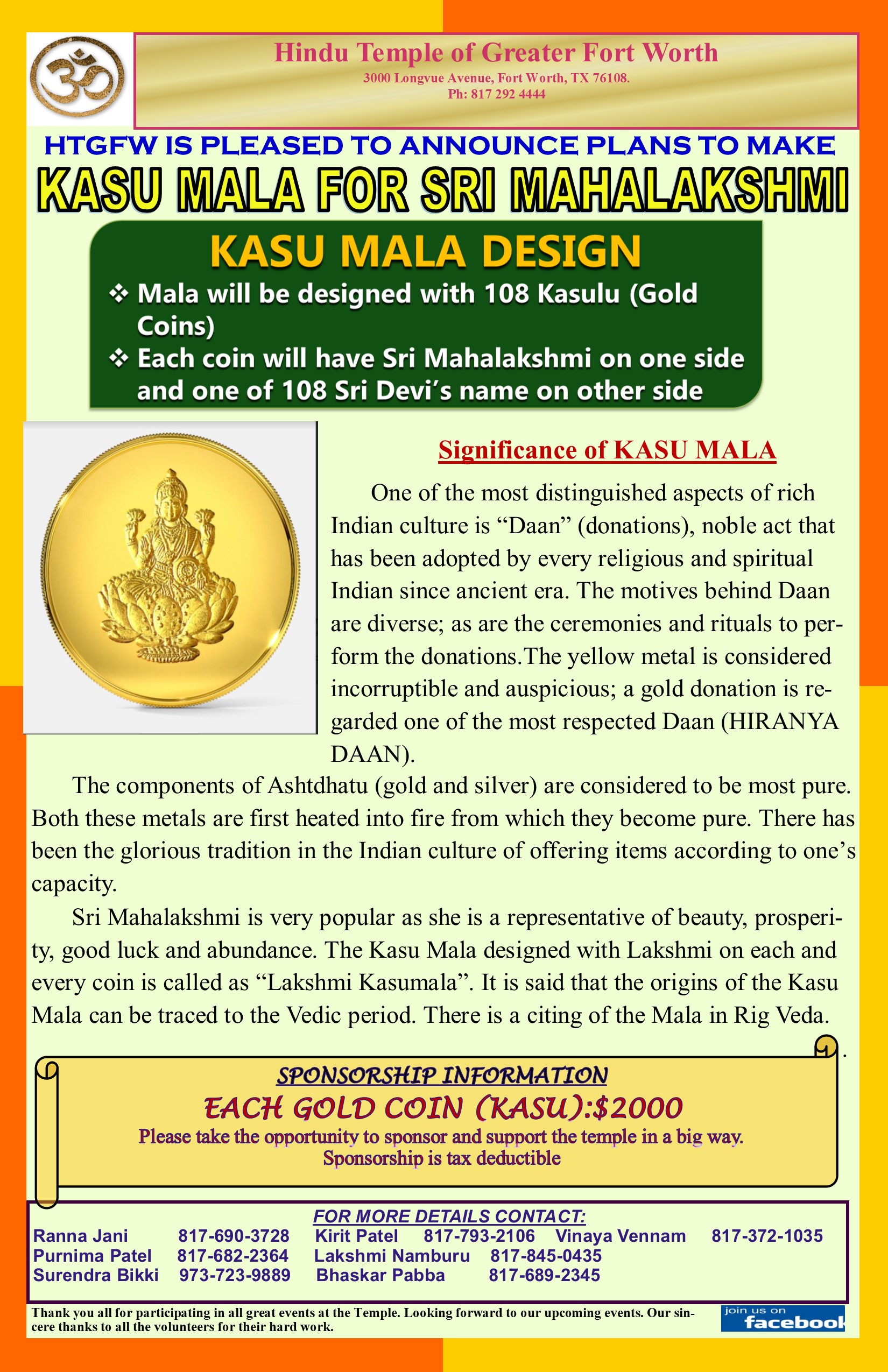 Kasu Mala for Sri MahaLakshmi