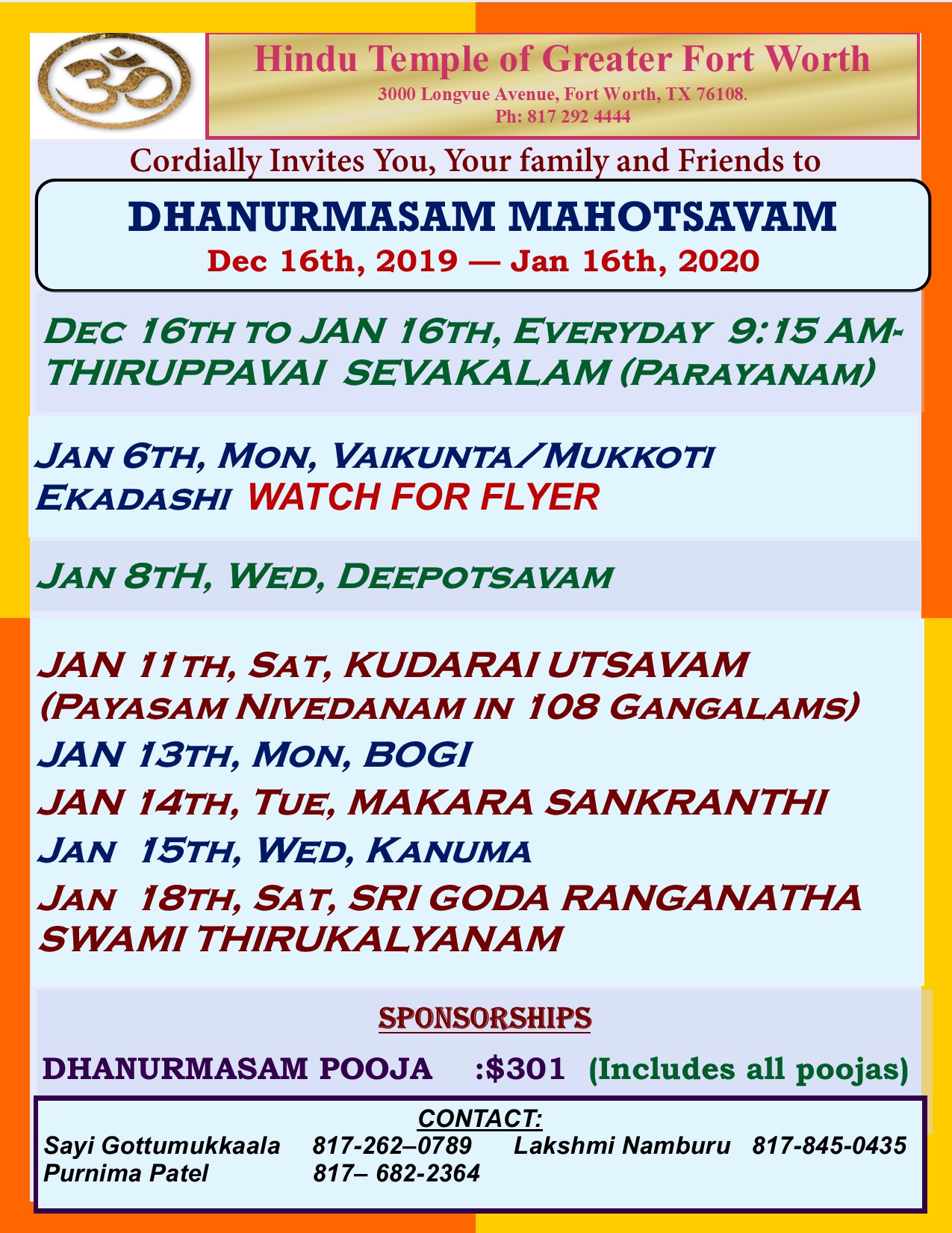 Dhanurmasam events