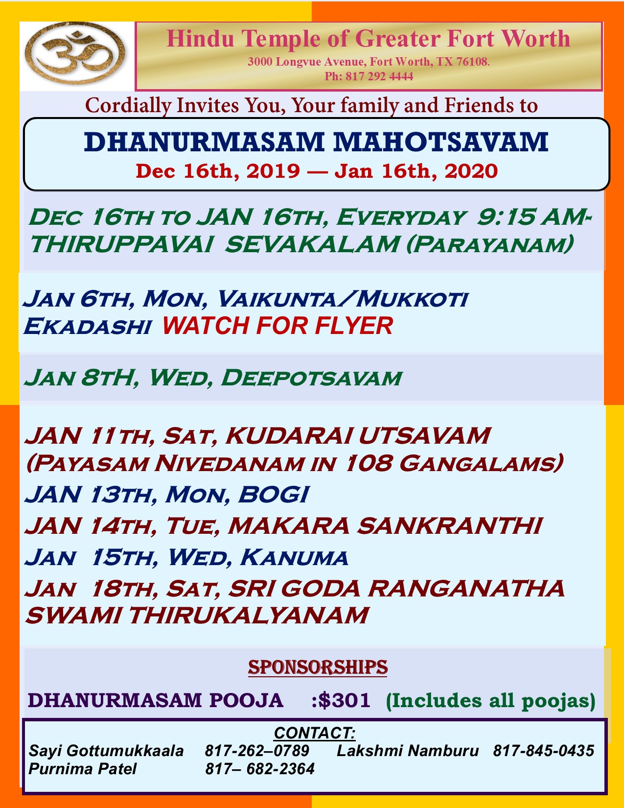 Dhanurmasam events