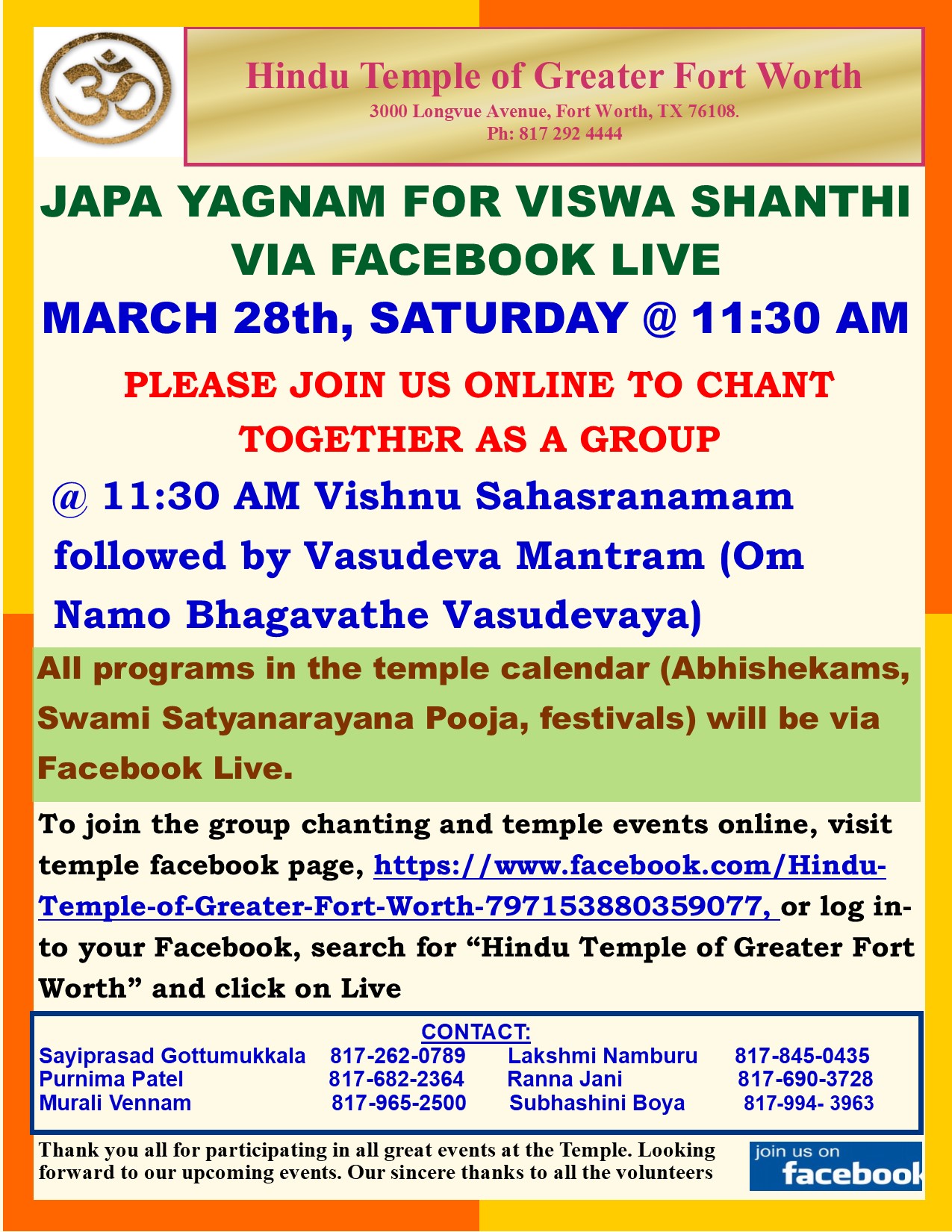 Japa Yagnamfor Viswa Shanthi