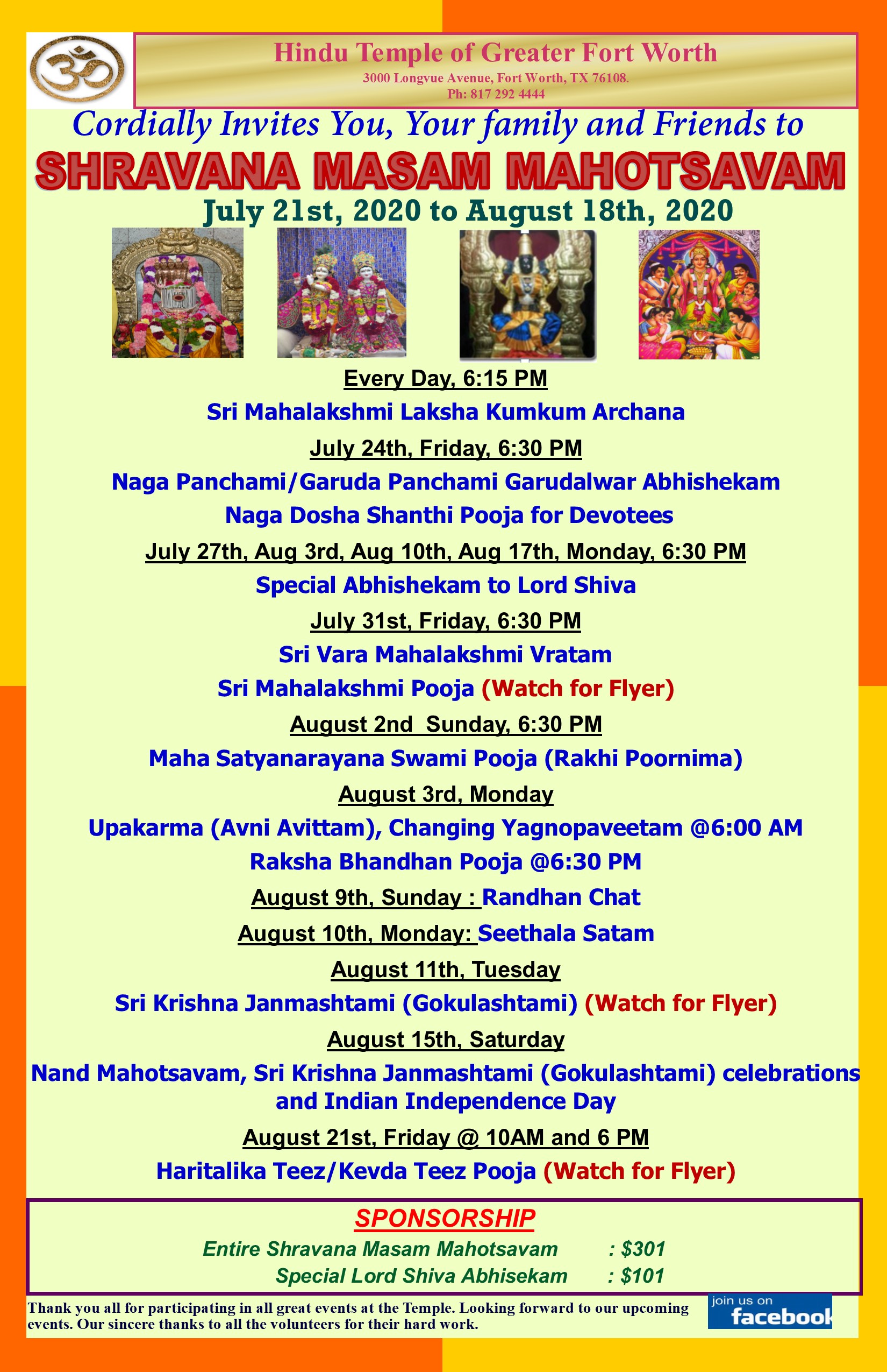 Shravana Masam Celebrationsevents