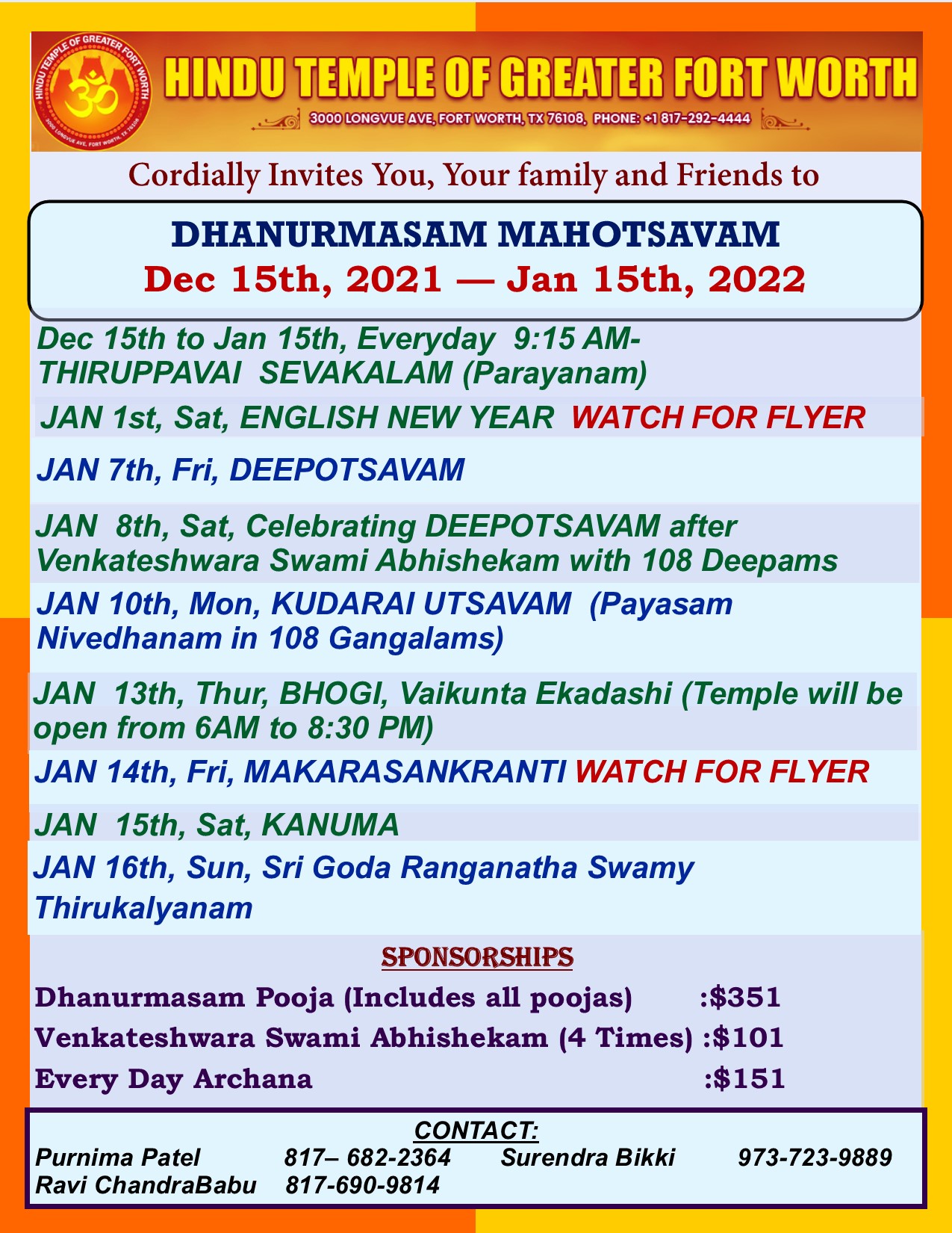 Dhanurmasam events