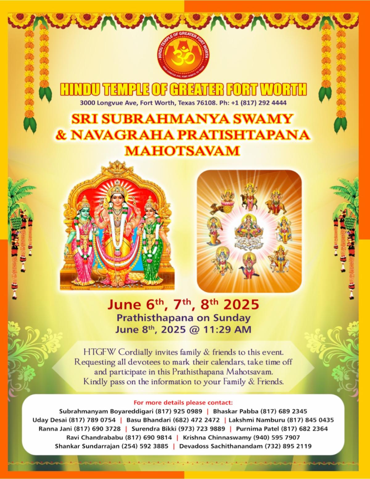 Sri Subrahmanya Swamy and  Navagraha Prathishta