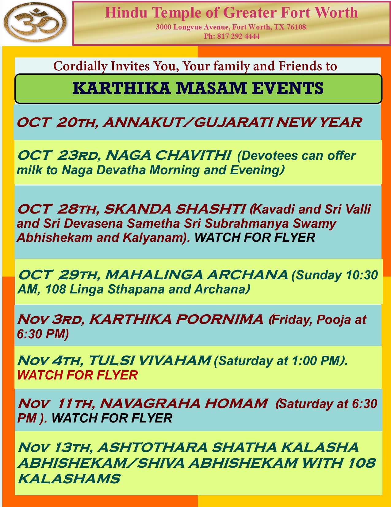 Karthika Masam events