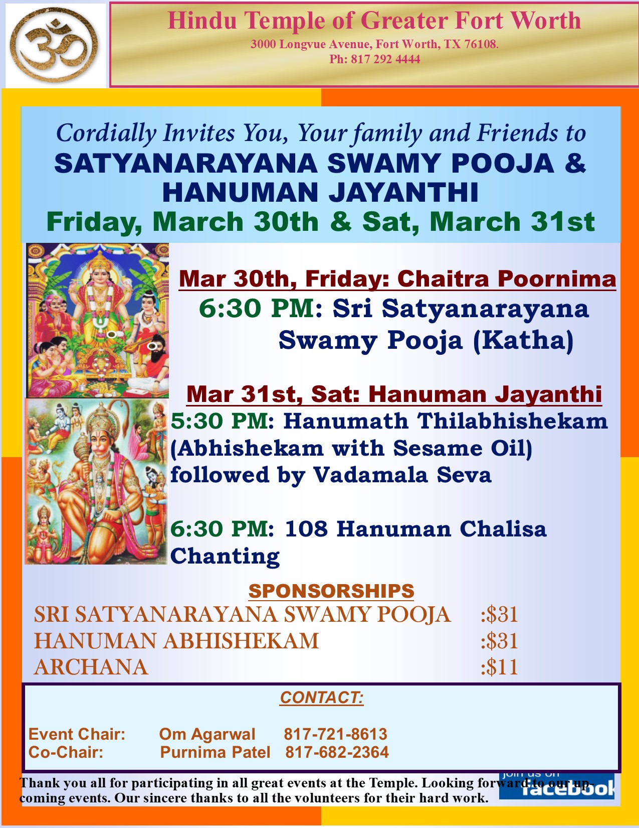Satyanarayana Puja and Hanuman Jayanthi